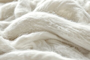 Poster - A close-up of luxuriously soft white wool, with intricate details and fluffy texture creating a warm and inviting background for design elements and product promotion.