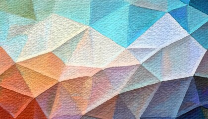 Poster - textured polygonal abstract background with soft pastel and vibrant hues, resembling a painted fabric canvas with geometric depth


