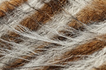 Poster - a close-up, detailed macro view of a woven wool and synthetic fiber textile blend, showcasing textur