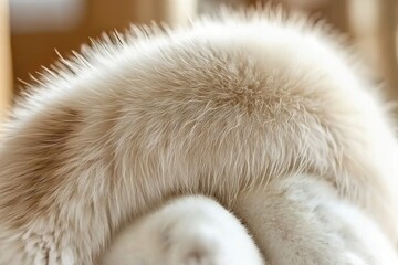 Poster - A close-up photograph capturing the luxurious texture of soft, fluffy white fur, showcasing its delicate details and subtle gradations in color, very soft