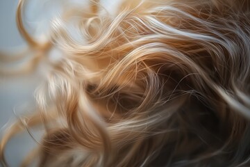 Poster - A soft focus image showcasing delicate, swirling blonde hair, highlighting texture and movement for beauty and fashion concepts, creating a dreamy, ethereal feel.