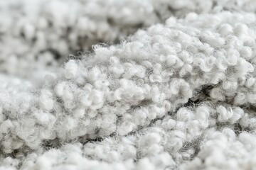 Poster - A close-up showcasing the intricate texture of white wool material, with its soft curls and fibers creating a fluffy and comfortable aesthetic appearance.