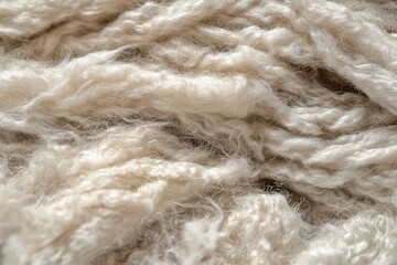 Poster - A textured close-up of soft, beige-toned wool fibers creating a warm and inviting backdrop with a natural, organic feel, showcasing intricate details and subtle shadows.