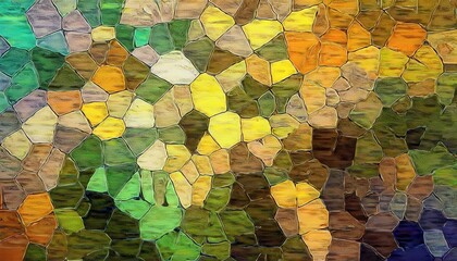 Poster - abstract polygonal pattern with earthy tones and leaf texture, geometric design for digital background and artistic prints