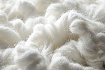 Poster - A soft and fluffy pile of white cotton, showcasing the delicate texture and purity of the natural fibers, creating a sense of comfort.