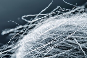 Poster - Abstract close-up of delicate white fibers against a dark background, showcasing the intricate texture and airy lightness of the material.