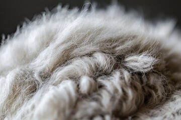 Poster - Detailed close-up captures the intricate textures of soft, white wool fibers, creating a cozy and inviting scene with a sense of natural warmth and comfort.