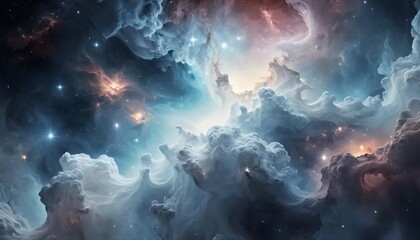 Wall Mural - vivid cosmic scene colorful interstellar clouds & distant stars, mystery of universe. celestial of l