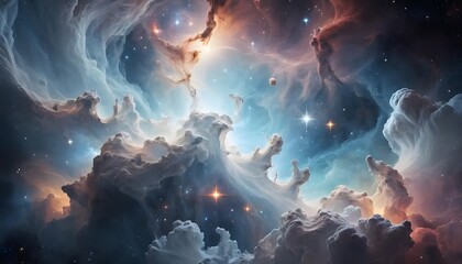 Wall Mural - vivid cosmic scene colorful interstellar clouds & distant stars, mystery of universe. celestial of l
