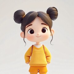 Poster - Charming doll dressed in a cozy yellow sweater paired with brown pants ideal for imaginative play and storytelling