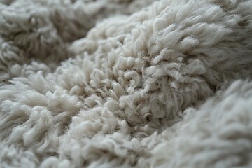 Poster - A snug close-up of a creamy white wool fleece, revealing its intricate, soft texture that evokes warmth, comfort, and a touch of rustic charm, perfect for backgrounds.