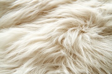 Poster - A close-up shot of a luxurious, soft, fluffy white fur, showcasing the delicate texture, depth and the elegant movement of the fur strands, creating a warm and inviting feeling.