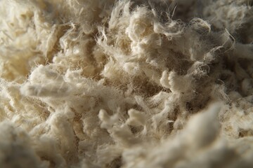 Poster - An extreme close-up captures the intricate details of fluffy, cream-colored material, creating a soft and inviting abstract texture that evokes warmth and tactile sensations, full frame.