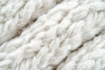 Poster - A close-up shot of a chunky knit fabric, showcasing its texture and craftsmanship, creating a cozy and warm textile background, perfect for winter designs.
