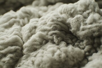 Poster - Abstract close-up of a soft, fluffy grey blanket creating a serene and inviting texture, ideal for backgrounds and design elements promoting comfort and relaxation.