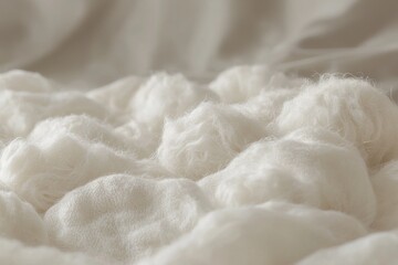 Poster - A close-up view of soft, fluffy white cotton, creating a gentle and calming effect with its subtle textures and delicate details in a macro photography shot.