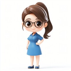 Poster - Colorful cartoon character in a beautiful blue dress that embodies charm and whimsy with a playful attitude