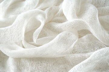 Poster - Delicate white fabric draped in soft folds, creating a gentle and airy texture, perfect for backgrounds, overlays, or showcasing light and ethereal themes.