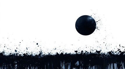 Poster - Black sphere against a splattered white background