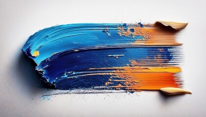 Poster - dynamic abstract oil paint stroke with blue and orange gradient, thick brush texture, artistic background for design projects

