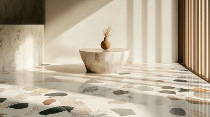 Poster - Minimalist Interior Design Featuring Marble and Terrazzo