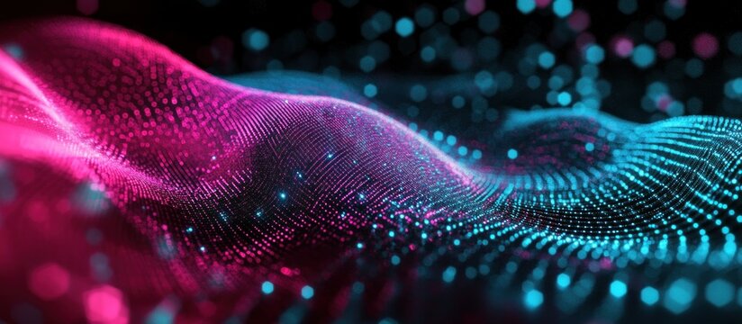 Abstract Digital Wave: Neon Pink and Cyan Data Stream