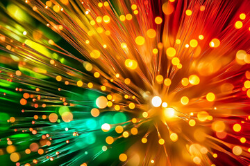 vibrant display of fiber optic light scattering creating dynamic patterns in bright colors