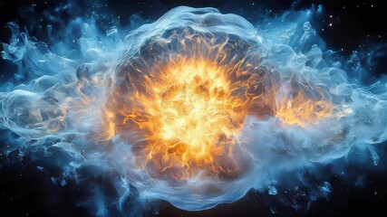 Poster - Frozen explosion of fire and ice in space