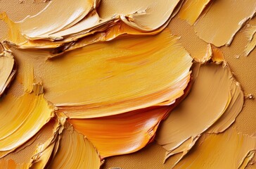 Poster - Vibrant Abstract Texture of Yellow and Gold Oil Paint Swirls and Strokes on Canvas Creating Depth and Movement in an Art Composition