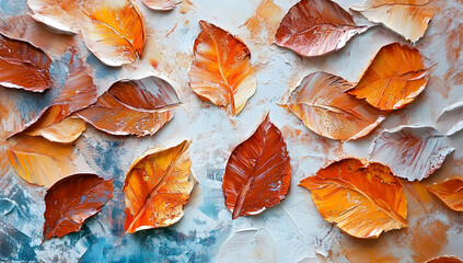 textured painting of autumn leaves