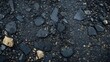 © arri - Dark Asphalt Surface With Broken Fragments And Gravel
