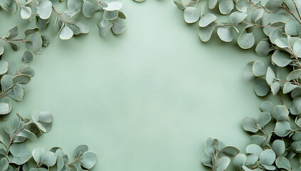 Poster - light green background with a border of small leaves on the left and right sides