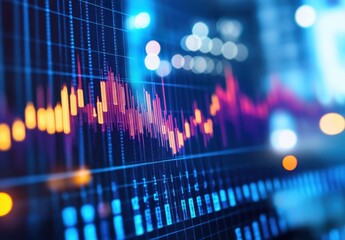 Poster - Vibrant Graph Displays Fluctuations in Data Representing Financial Markets and Statistical Trends with Blue and Orange Colors in a Digital Setting