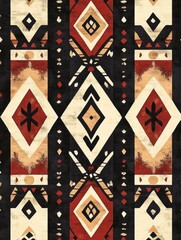 Poster - Colorful geometric pattern crafted with bold shapes and textures showcasing a vintage design aesthetic. Generative AI