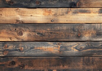 Poster - Wooden planks with rich textures in shades of brown and black for rustic backgrounds, crafts, and interior design inspiration