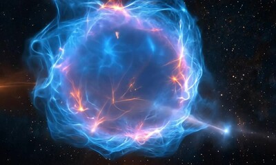Wall Mural - blue cloud scrolls flying in space with stars