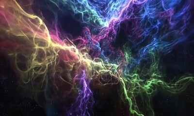 Wall Mural - colorful smoke in outer space with flying stars