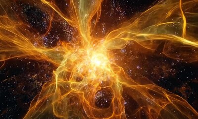 Wall Mural - brilliant fireworks display with bright colorful explosions and sparkling trails of light against de