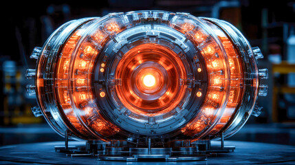 Poster - Futuristic nuclear fusion reactor core glowing with energy