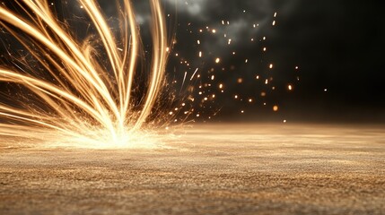 Poster - Sparks fly actively in a circular pattern, illuminating the darkness with their bright and captivating display of energy