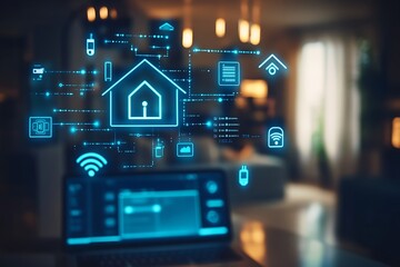 smart home automation system on laptop screen