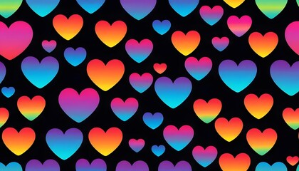 Poster - Colorful Gradient Heart Pattern | Neon Love Symbol Wallpaper | Vibrant Heart Background | Rainbow Heart Design | Modern Digital Art | Abstract Heart Print | Romantic Aesthetic | Love-Themed Art