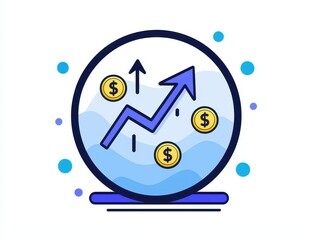 Poster - Investment strategy and bond market value. Growth chart with dollar signs in a circular design.