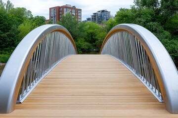 Aufkleber - A sleek minimalist footbridge with geometric lines and a clean modern design