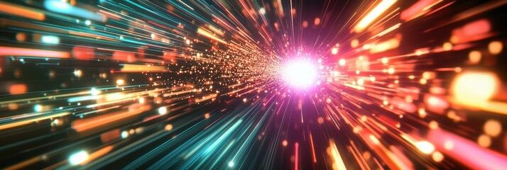 Poster - Vibrant abstract graphic layout showcasing dynamic light patterns and energy