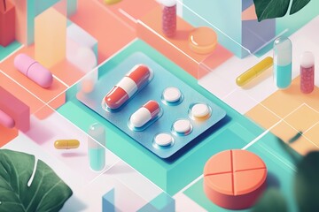 Poster - Graphic layouts for advertising medicinal products in vibrant colors and modern design