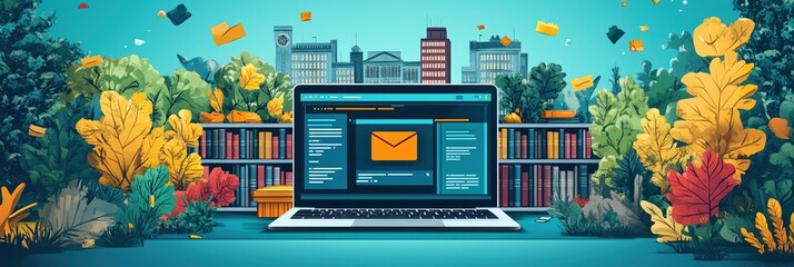 Poster - Creative graphic layout for online advertising with vibrant elements of nature