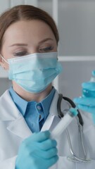 Poster - A scientist in the laboratory examines the microcosm under a microscope, collecting data for in-depth analysis of the structure and function of biological systems. Blood test
