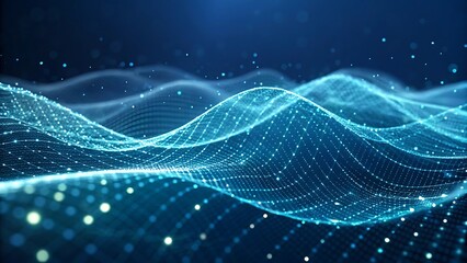 Fototapete - Abstract blue digital wave background