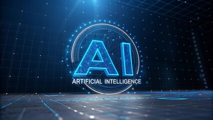 Fototapete - AI logo with futuristic design. Artificial intelligence concept.